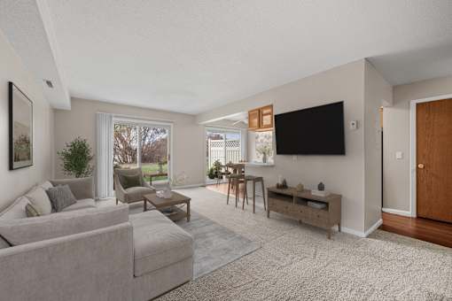 Living room of the Townhome at Beach South at the Lake in Robbinsdale, MN