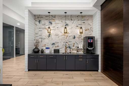 Coffee bar at The Flats at West End Apartments, Minnesota