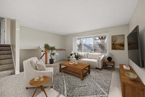 Living room of the Duplex at Beach South at the Lake in Robbinsdale, MN