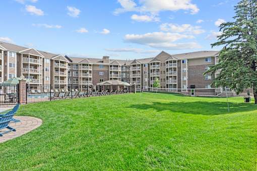 Outdoor volleyball net by the outdoor pool at Cityscape, St Louis Park, MN, 55416