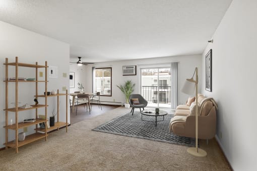 Living Room and Private Deck at Lou Park, St. Louis Park, MN, 55426