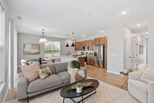 Living Area With Kitchen at Townhomes at Preserve, Rogers, MN
