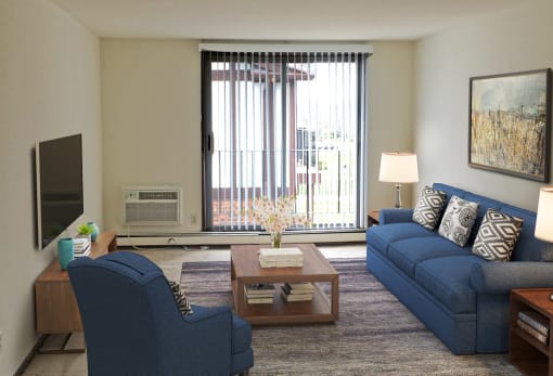 Living room with private balcony