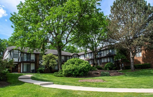 Lush courtyards with mature landscaping