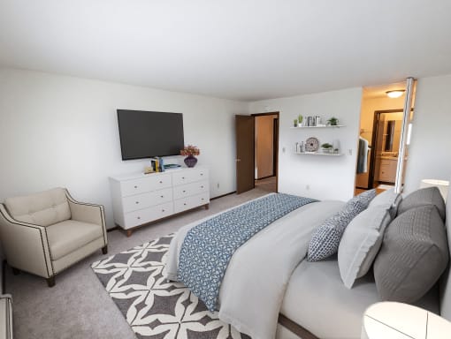 Master bedroom with attached bath in all 2 bedroom apartments