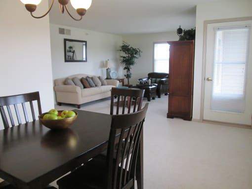 a view of the living room from the dining room
