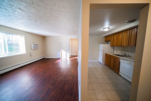 Kitchen And Living at Willowbrooke Apartments, Brockport, NY, 14420