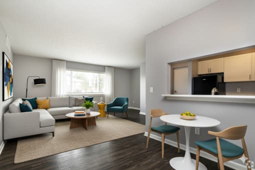 Dining Area With Living Room at CenterPointe Apartments & Townhomes, New York, 14424
