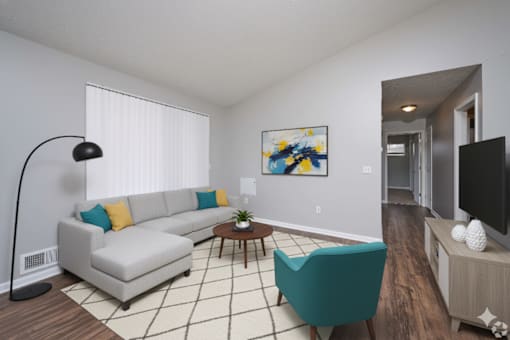 Living Room Interior at CenterPointe Apartments & Townhomes, Canandaigua, 14424