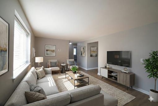Living Area With Dining Room at Willowbrooke Apartments & Townhomes, New York, 14420