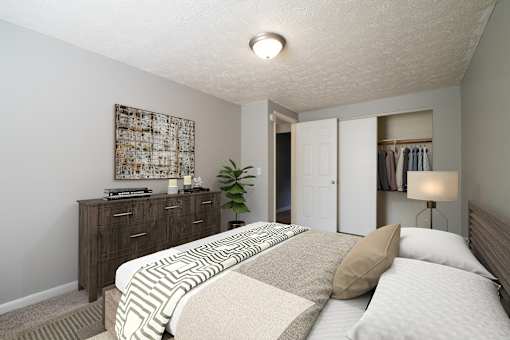 Updated Bedroom at Willowbrooke Apartments & Townhomes at 396 Willowbrooke Drive in Brockport, NY 14420