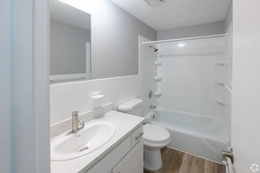 a bathroom with a sink toilet and a shower