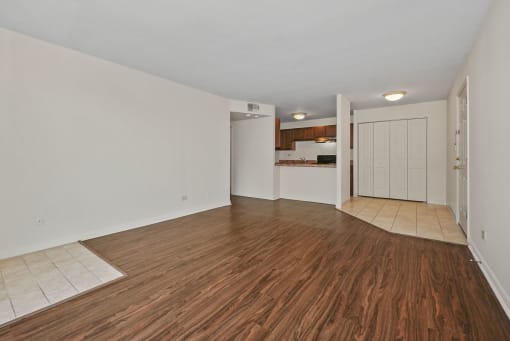 Kitchen wooden flooring  at Woodland Ridge Apartments in Woodridge, IL