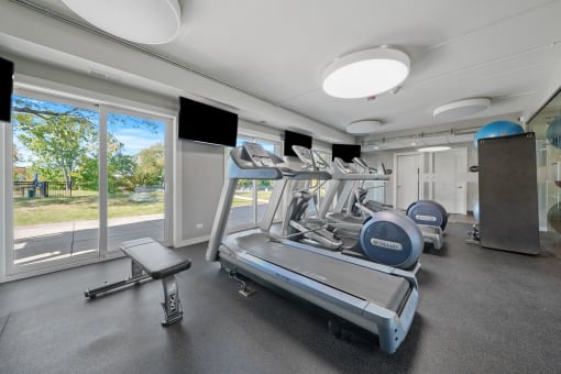 Fitness Center equipment at Woodland Ridge Apartments in Woodridge, IL