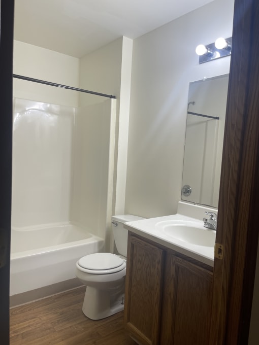 an overhead view of a bathroom with a toilet and sink