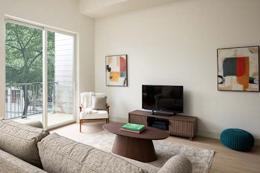 Modern Living Room with TV at The Hawthorn, Philadelphia