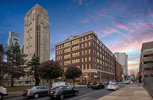 A street view of a city with cars and buildings.at 1600 Callowhill, Pennsylvania 