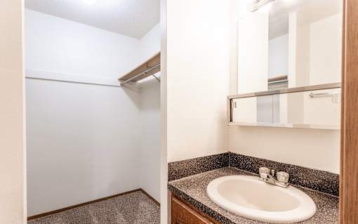 A bathroom with a sink and a toilet.