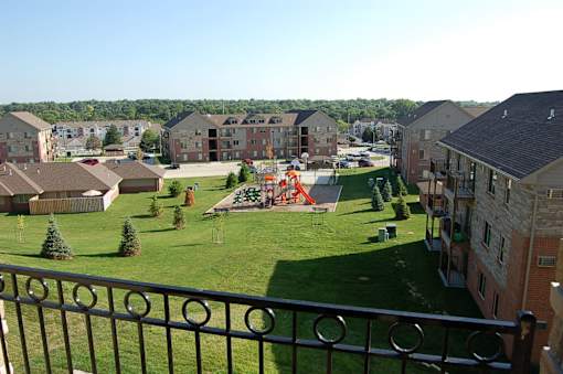 a view of the playground from the balcony