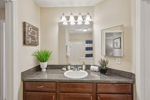 Bathroom with sink at Radbourne Lake Apartments, North Carolina