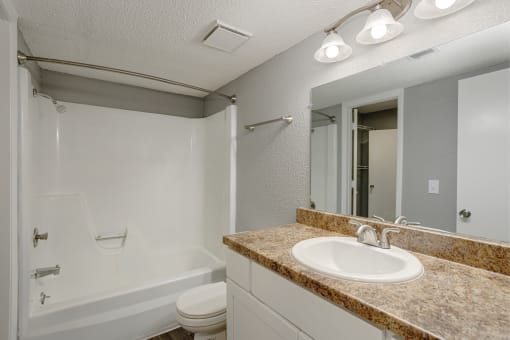 a bathroom with a sink and a shower and a toilet at The Grove Brentwood, Nashville, TN 37211 ?