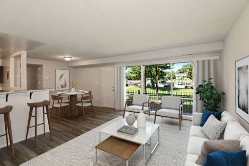 the preserve at ballantyne commons living room and dining area
