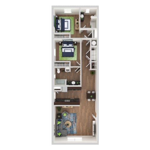 a floor plan of a house with a bedroom and a living room