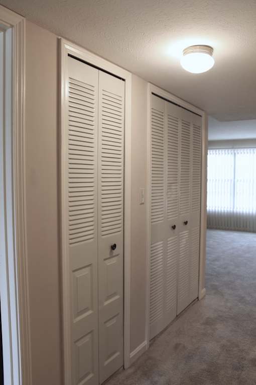 the closets in the living room were repainted and reopened