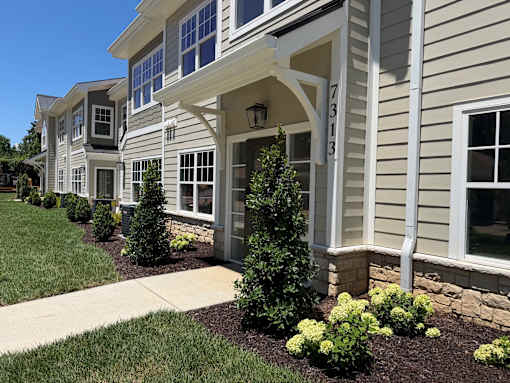 A row of houses with the number 313 on the front.