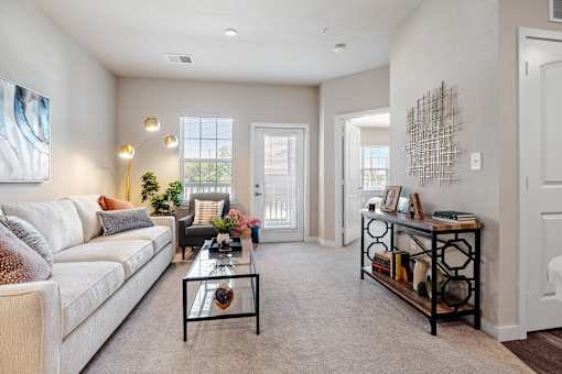 Living Room with Patio Door at Aventura at Wentzville I & II Apartments, Wentzville, 63385