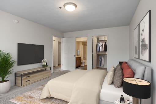 Master bedroom with walk-in closet and private bath