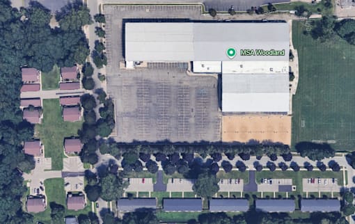 An aerial view of a 1 bedroom buildings (Batchawana St) and 2 bedroom buildings (Englewood Ave)
