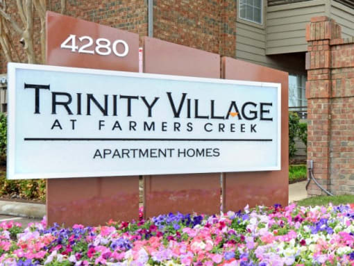 Property Sign board at Trinity Village Apartments, Dallas, Texas