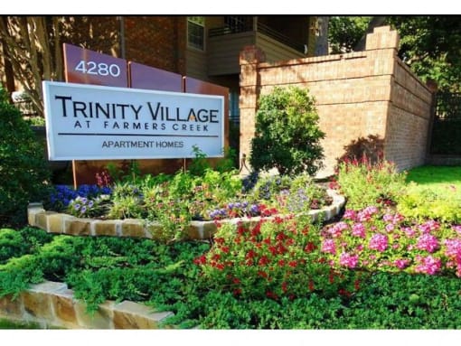 Property Sign at Trinity Village Apartments, Dallas, TX, 75287