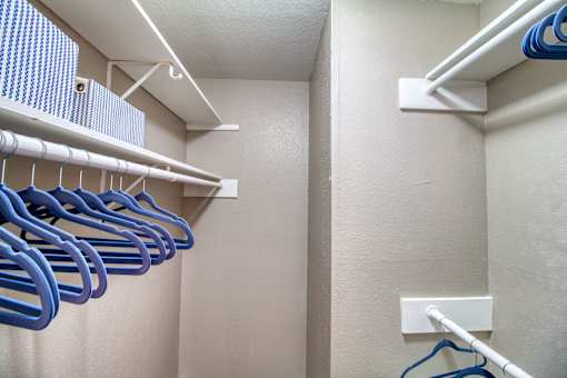 Closet with shelves at Knoll Crest, San Antonio, Texas 78240