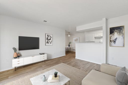 a living room with a couch and a coffee table at The Hills at Ironhorse, North Richland Hills, TX