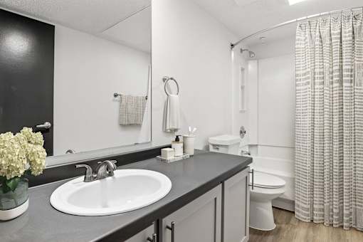 a bathroom with a sink and a toilet at Tradewinds, Texas, 78239