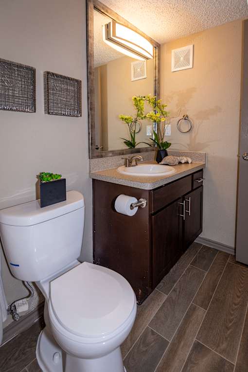A white toilet is next to a sink in a bathroom.