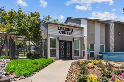 a building with the words leasing center on it  at Vesper, Texas, 75254