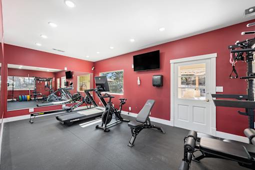red wall in gym at Crosspoint Oaks at Boerne, Boerne