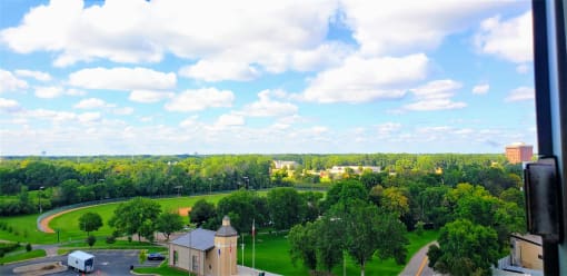 a view of Centennial Park from high in a building
