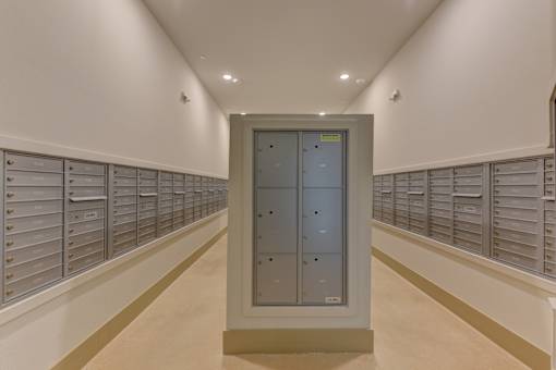 Mail room with individual resident mailboxes at Cantarra Apartments, Manor, 78653