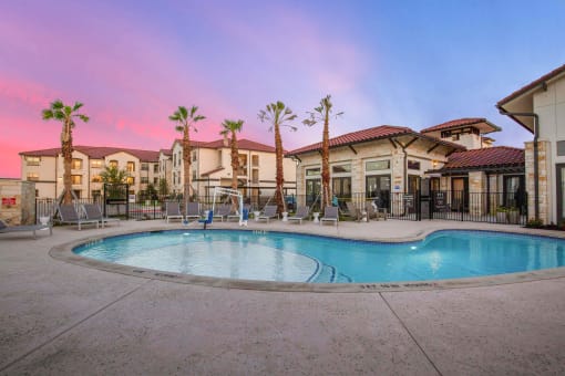 resort-style pool in austin, texas at bridge at delco flats
