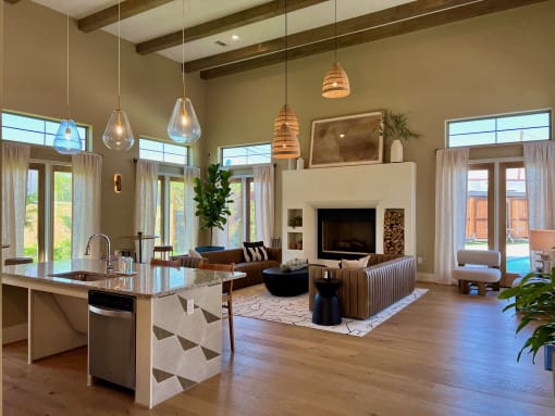 a view of the living room from the kitchen at Delco Flats, Texas, 78717