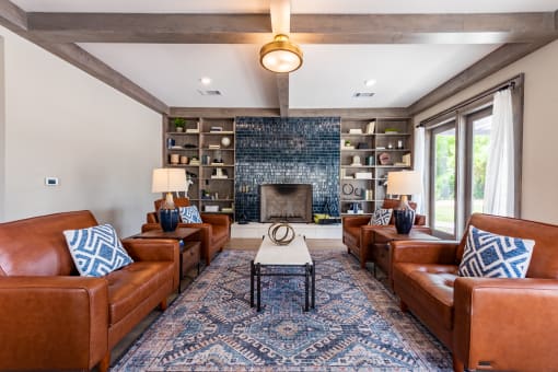Library and fireplace at Bridge at Paloma Affordable Apartments 78754 Northeast Austin