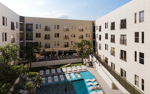 ThreeTwenty at the Vybe Apartments Resort-Style Pool in Kyle, Texas 78640.