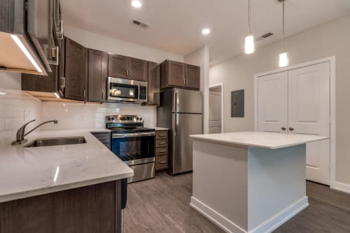 Kitchen with Island (Premier Floor Plan) at Emerald Creek Apartments, Greenville