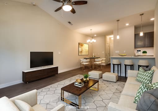 Elite Living Room at Emerald Creek Apartments, Greenville