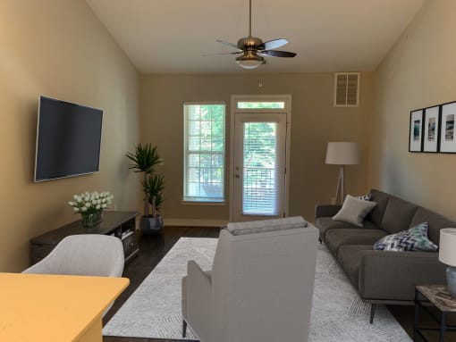 Elite One Bed Living Room at Emerald Creek Apartments, Greenville