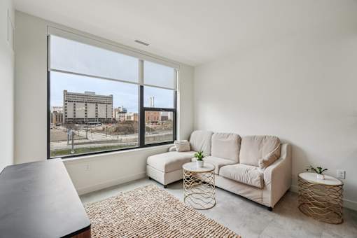 Bright Living room at Lafayette West Apartments, Michigan, 48207
